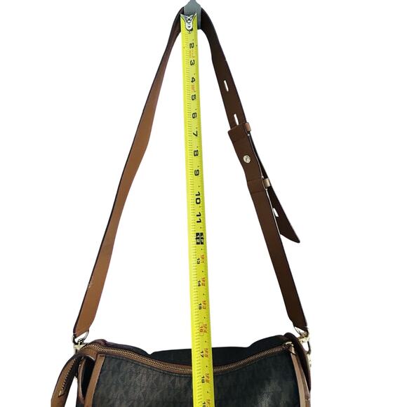 Michael Kors Carine Medium Brown Acorn Gold Satchel Handbag Handle MK Logo - Picture 16 of 16